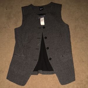 GAP Black and Gray Patterned Vest